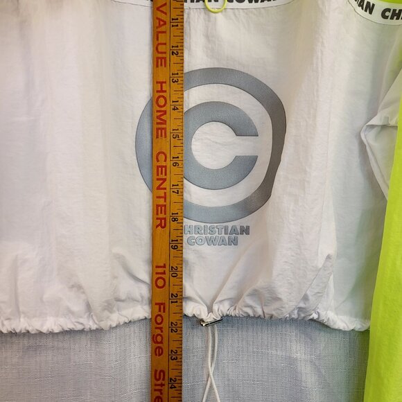 ASOS DESIGN x Christian Cowan Curve logo track top Neon Yellow White Crop 18 - Picture 12 of 13